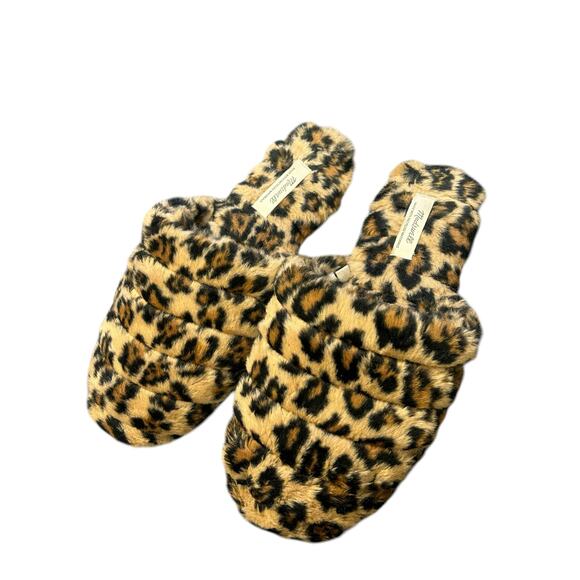 Madewell Quilted Scuff Slippers - Leopard Animal Print, Faux Fur, Women’s Size 9 - Picture 1 of 7